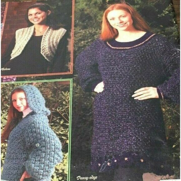 Crochet ASN American School Of Needlework Homespun Sweater 5 Women Patterns - Picture 3 of 4